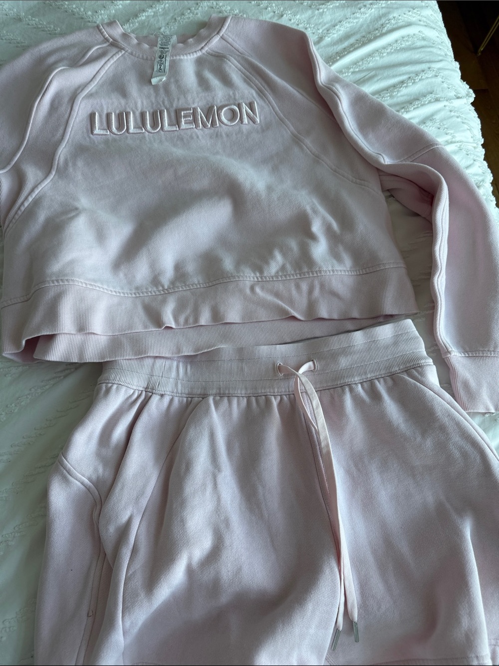 lululemon Pink Scuba Sweatshirt & Shorts Set Size Medium